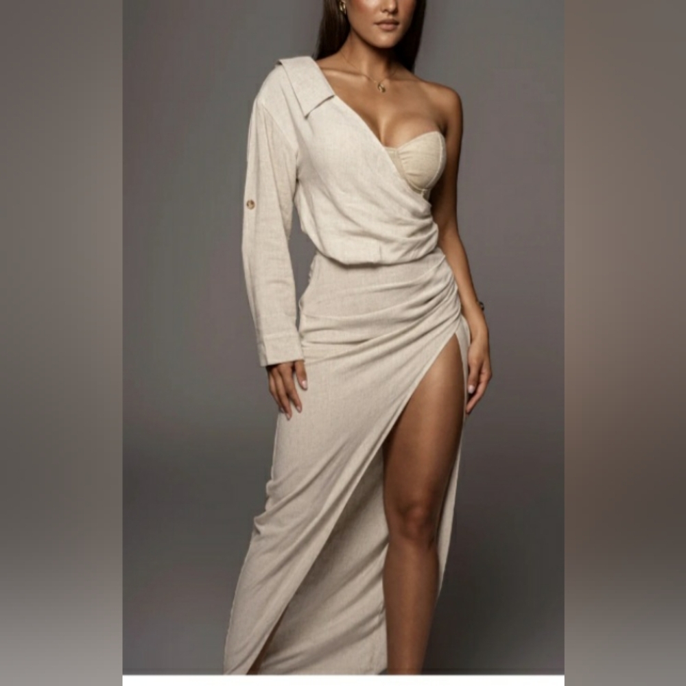 Elegant Cream Off-Shoulder Dress